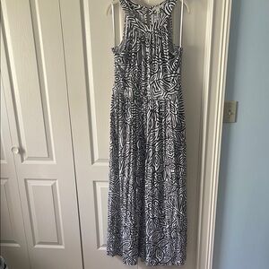 Brown and White Patterned Maxi Dress*